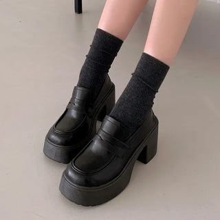 0493 Platform Loafers with Heels (2 colors)