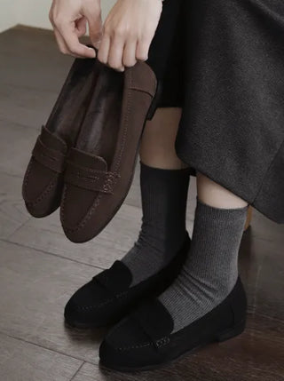 Suede Fur Loafers