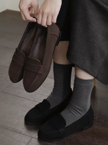 Suede Fur Loafers