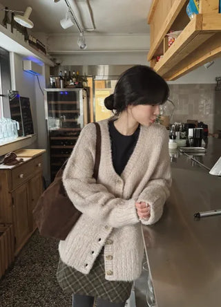 V-neck oversized cardigan