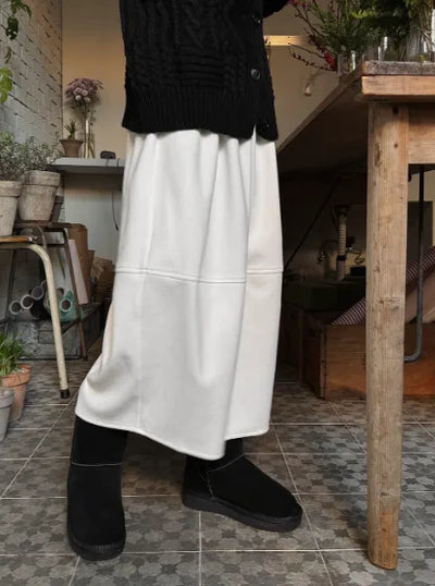 Suede long skirt