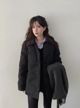 Belted premium down half coat