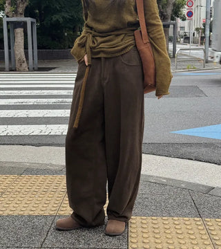 Velvet-lined wide-leg pants