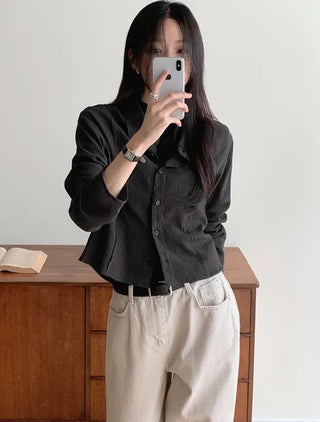 Slit cropped shirt