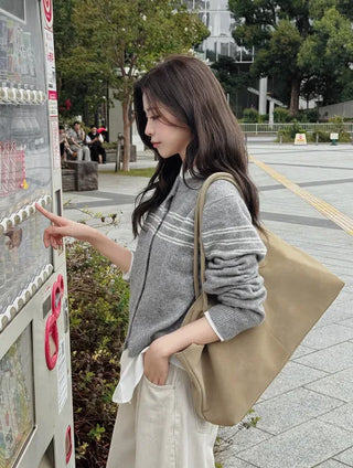 Striped knit cardigan