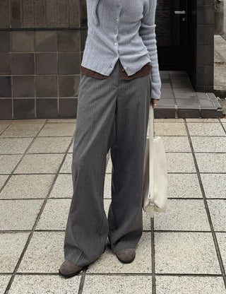 Striped Border Elastic Waist Slacks