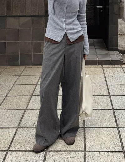 Striped Border Elastic Waist Slacks