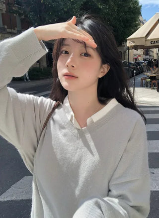 Angora V-neck knit