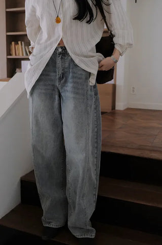 Washed denim pants
