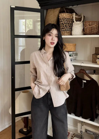(6 colors) Washed check shirt