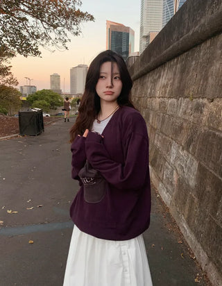 Cotton Loose Fit V-Neck Knit