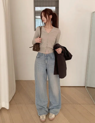 Wide denim pants