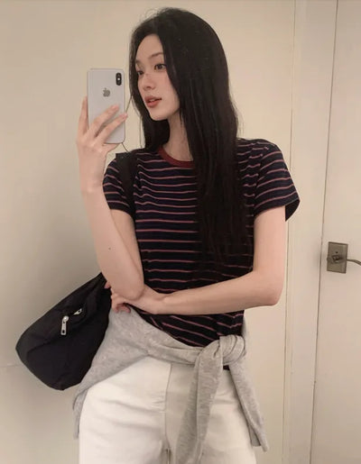 Striped short-sleeved T-shirt