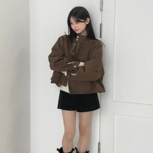 (3 colors) High-neck string mountain parka