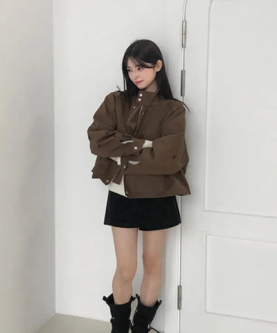 (3 colors) High-neck string mountain parka
