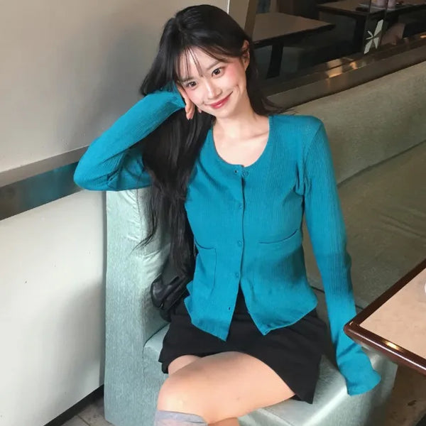 (3 colors) Perforated Cotton Cardigan