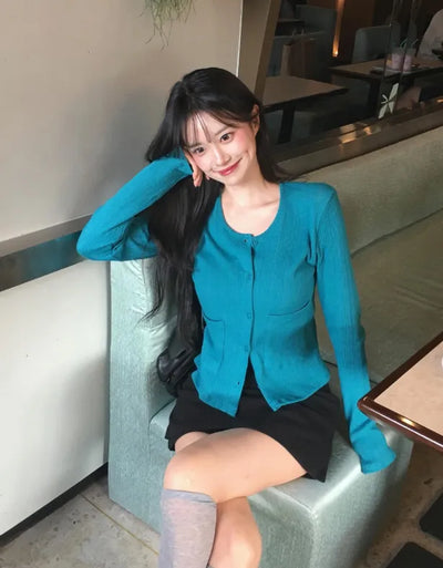 (3 colors) Perforated Cotton Cardigan