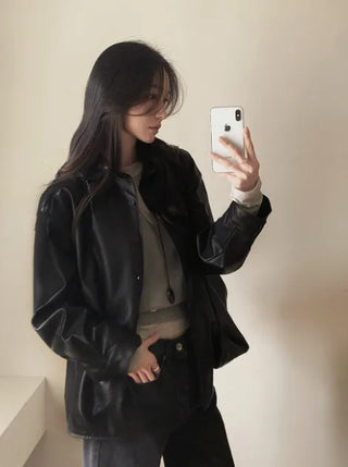 Faux leather strap jacket