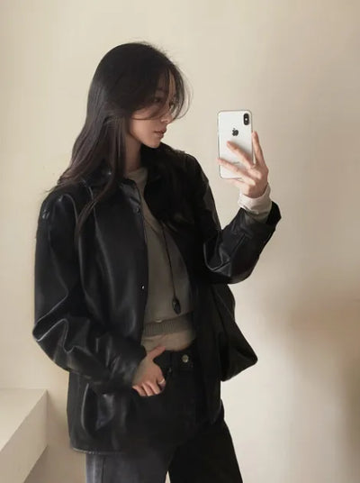 Faux leather strap jacket