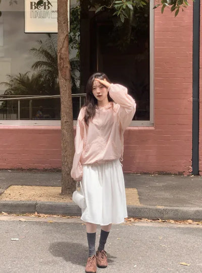 Buttoned cotton skirt