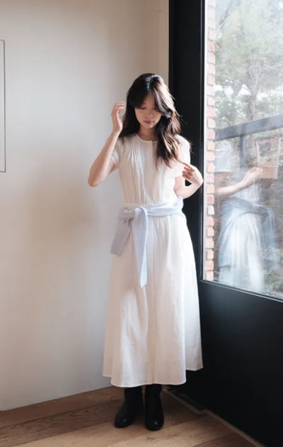 Cotton pintuck long dress
