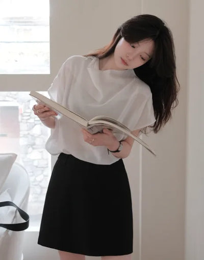 Sheer mock neck blouse
