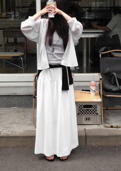 [3 colors] Detail Shirred Skirt