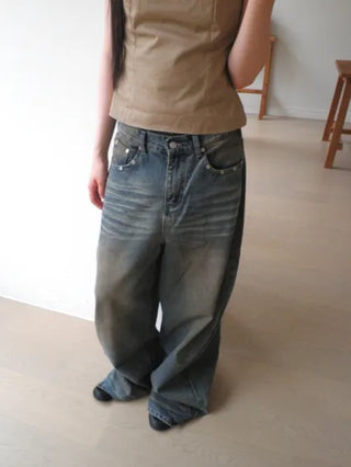 Back leather jeans