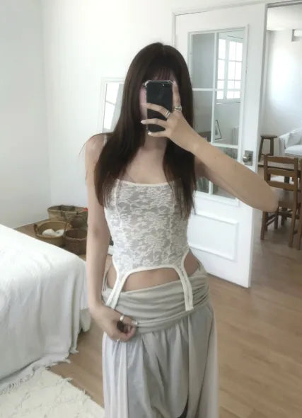 [3 colors] Lace Crop Sleeveless
