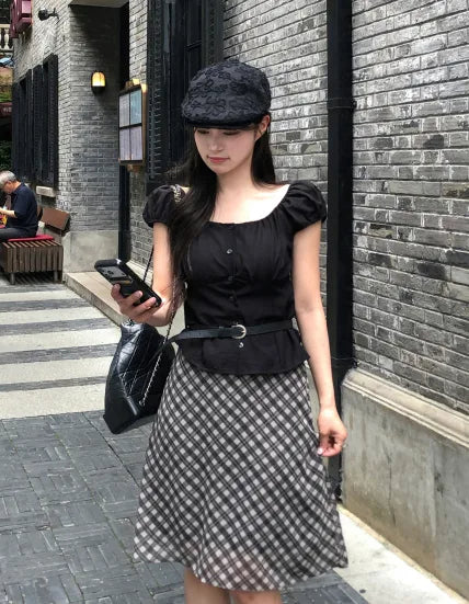 [3 colors] Linen puff blouse