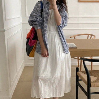 Loose-fit cotton check shirt