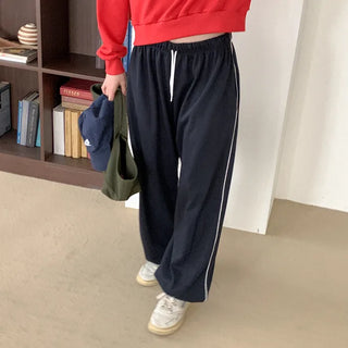Line string elastic waist pants