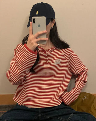 Striped Cropped Hooded Parka