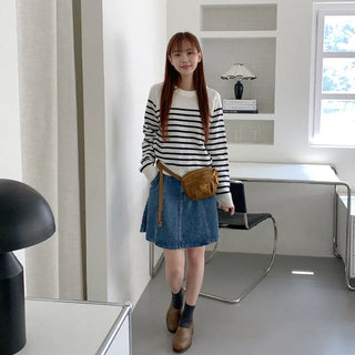 Denim midi skirt