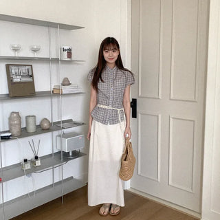Linen long skirt