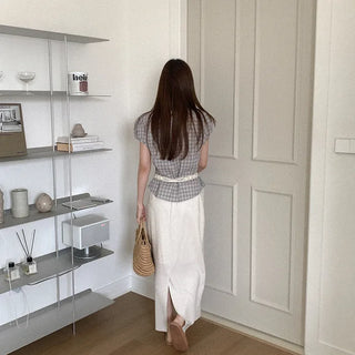 Linen long skirt