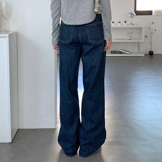 Fleece-lined wide-leg denim pants