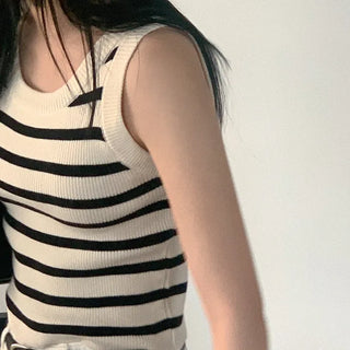Striped knit sleeveless