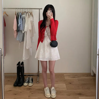 See-through cropped back ribbon cardigan