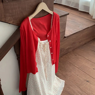 See-through cropped back ribbon cardigan