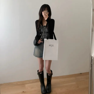 See-through cropped back ribbon cardigan
