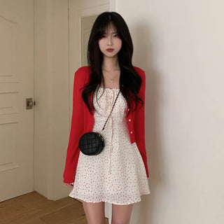 See-through cropped back ribbon cardigan