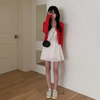 See-through cropped back ribbon cardigan