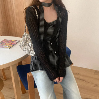 Slub knit cardigan