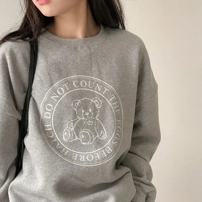 [Fleece-lined] Printed Oversized Sweatshirt