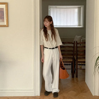 Peach brushed oversized short-sleeved T-shirt