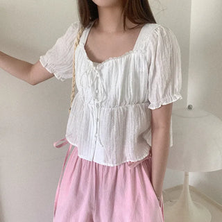 Ribbon puff blouse