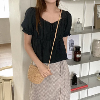 Ribbon puff blouse
