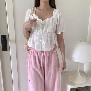 Ribbon puff blouse