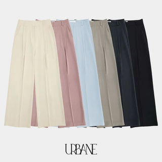 [6 colors] Pleated wide-leg slacks